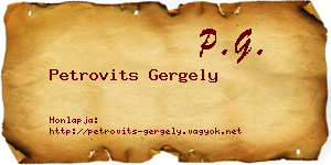 Petrovits Gergely névjegykártya